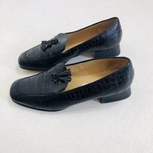 Talbots Loafers Shoes Leather Crocodile Vintage